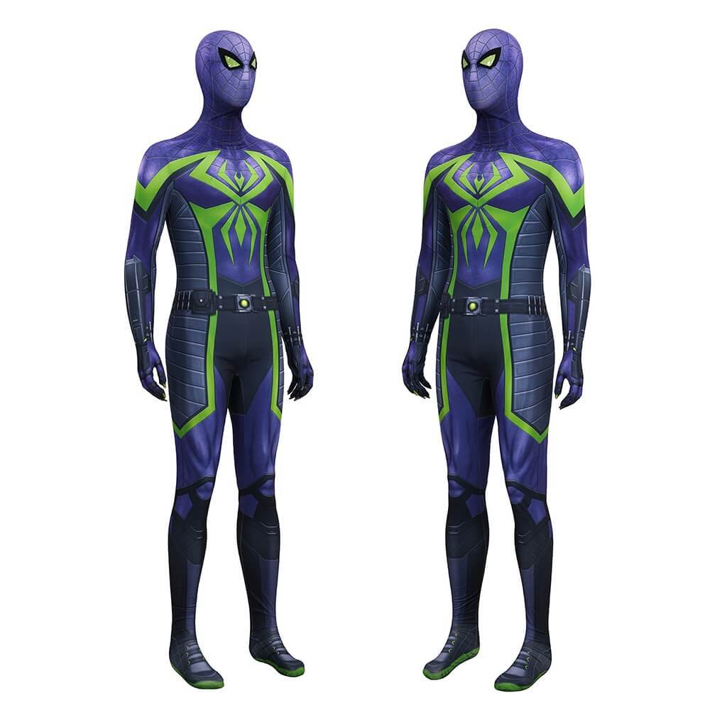 Spider-Man 2 Miles Morales Purple Reign Suit Cosplay Costume Printed Style
