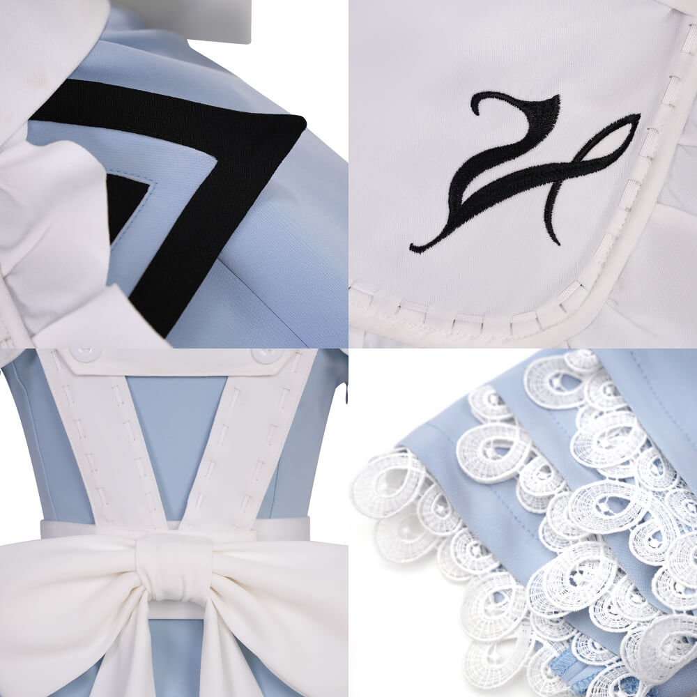 Final Fantasy XIV Valentione Apron Dress Cosplay Costume Blue