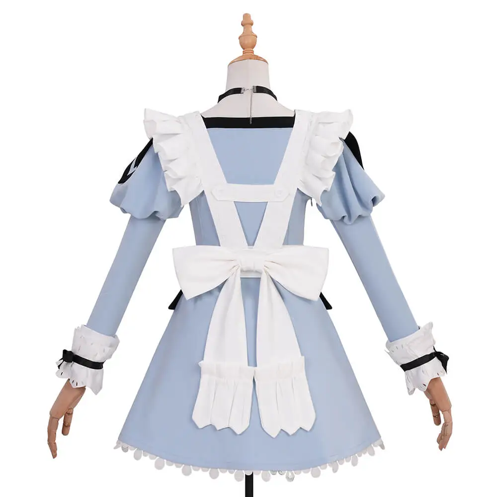 blue dress white apron costume Blue Midi Linen Apron Dress 4202 – Xiaolizi