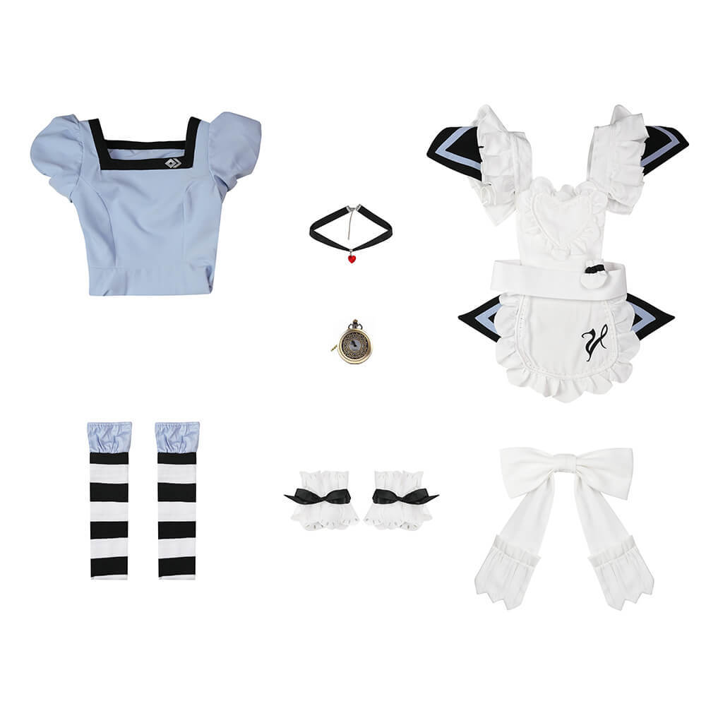 Final Fantasy XIV Valentione Apron Dress Cosplay Costume Blue