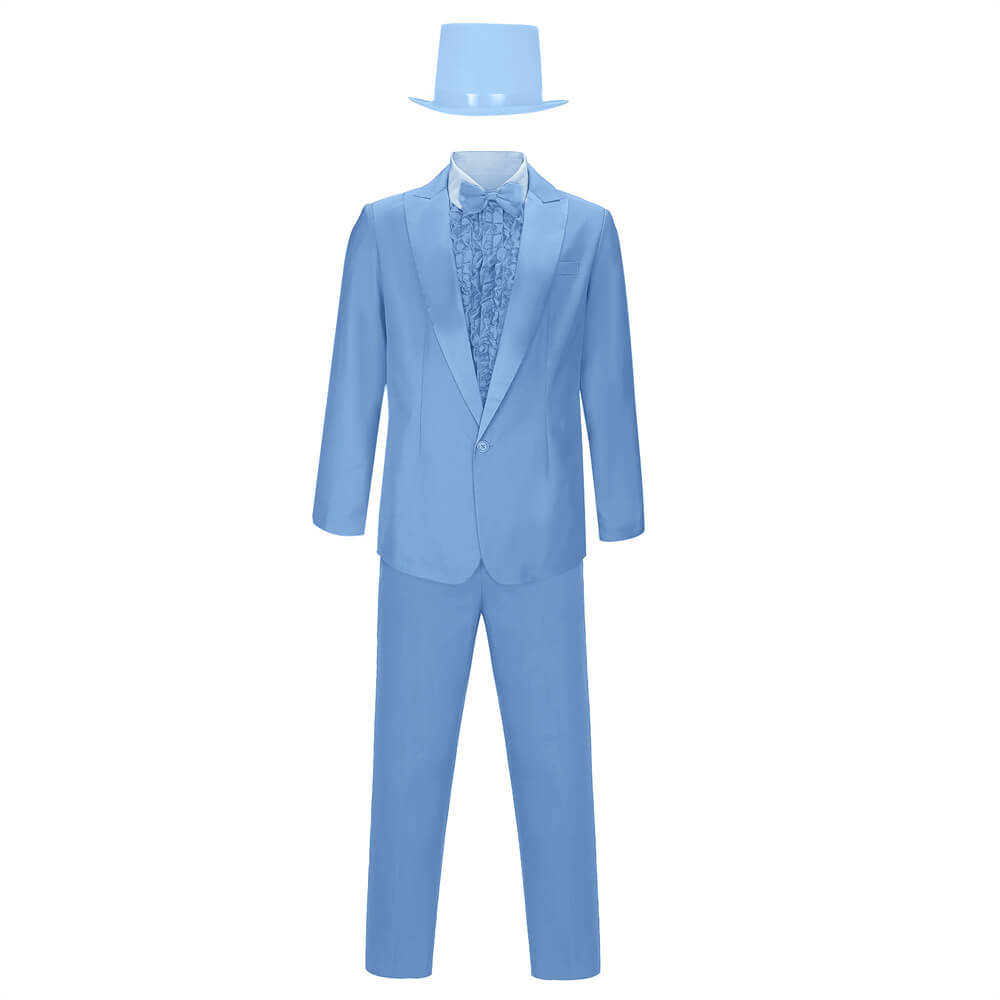 Dumb and Dumber Harry Dunne Cosplay Costume Blue Suit with Hat Hallowcos
