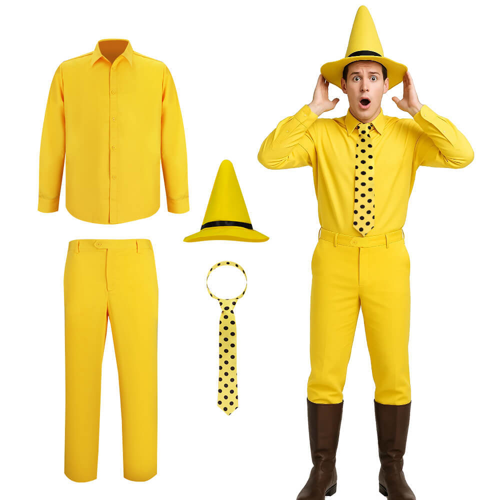 Curious George Man with the Yellow Hat Costume Ted Cosplay (M-XXL Ready to Ship)