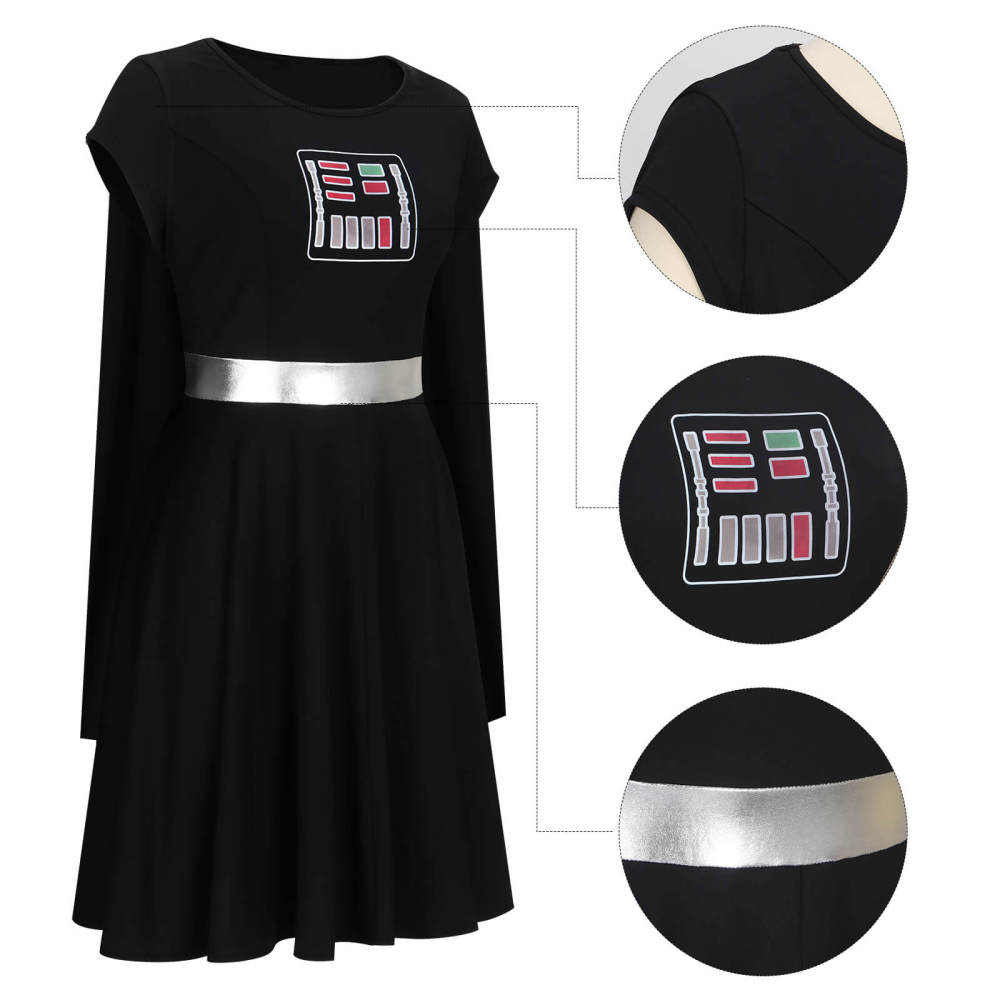 Darth Vader Twirl Dress with Cape for Women Cosplay Costume