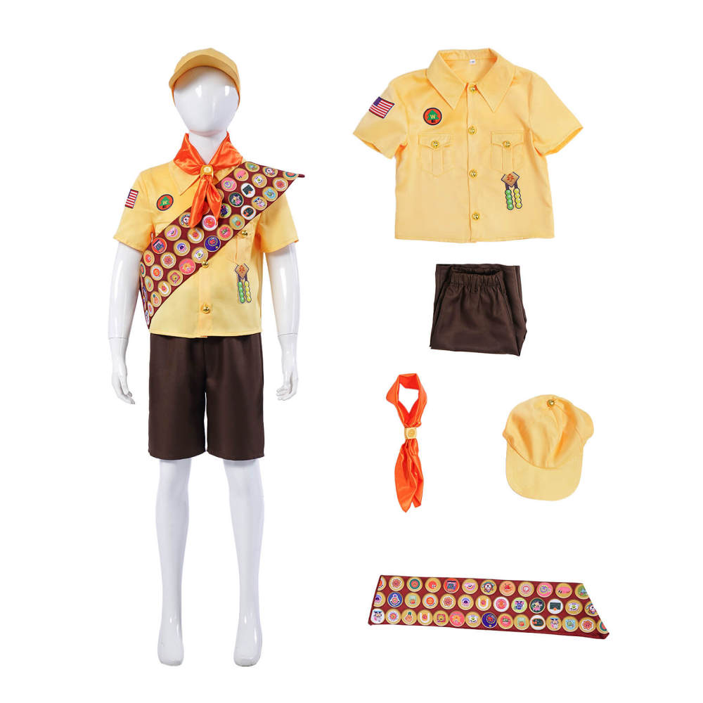 Adults Kids Russell Cosplay Costume Up Movie Fancy Dress