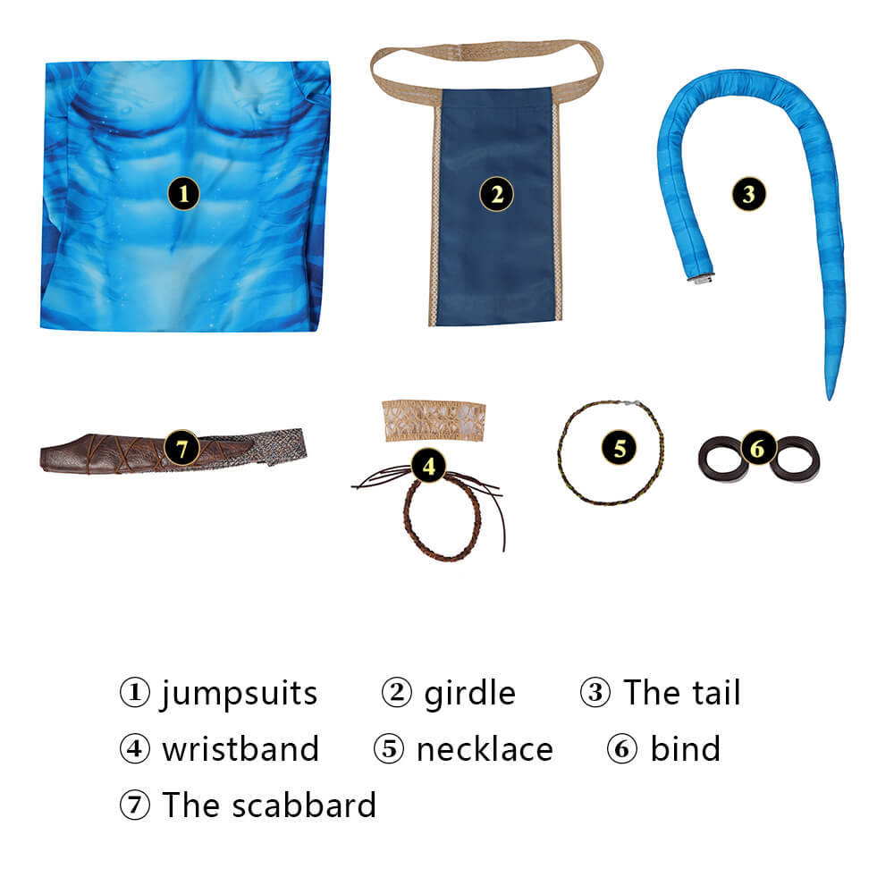 Avatar 2 The Way of Water Jake Sully Cosplay Costume Jumpsuit Mask