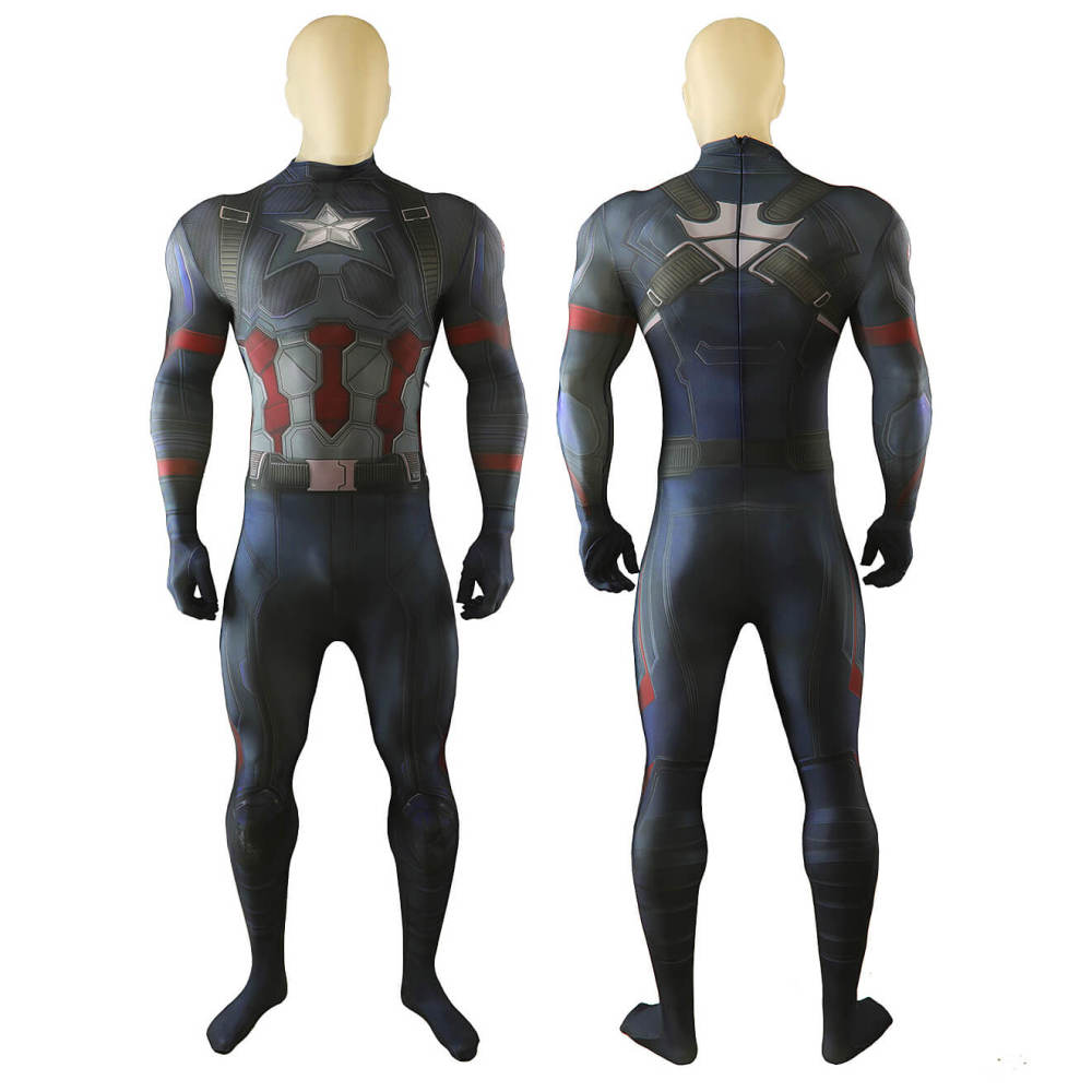 Captain America Avengers 5 Doomsday Cosplay Costume Printed Jumpsuit