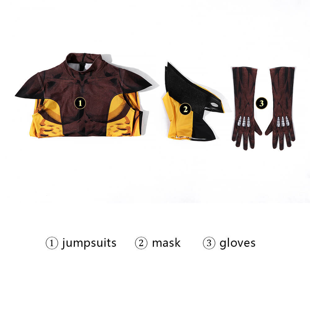 X-Men Wolverine Brown Suit Cosplay Costume Printed Style