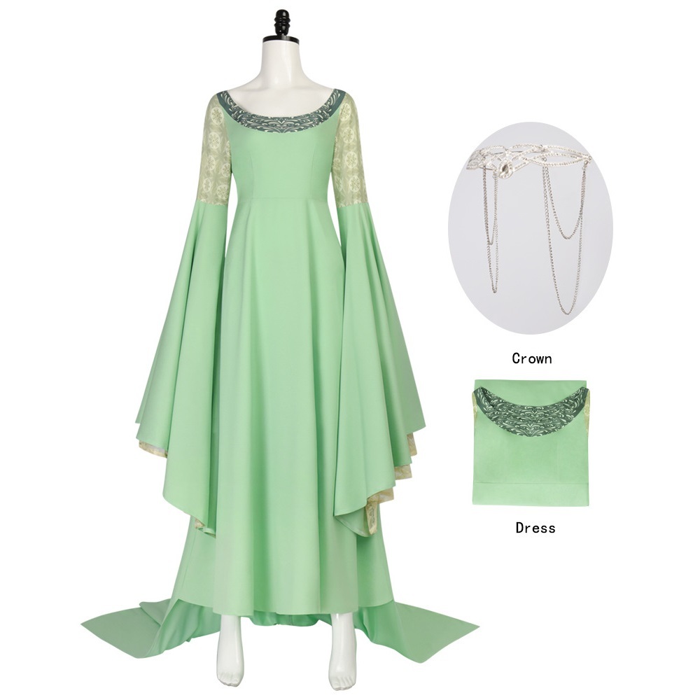 Arwen Cosplay Costume TLOR Green Dress