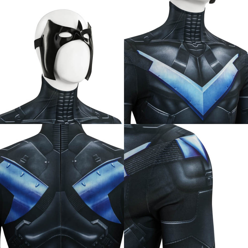 Arkham Knight Dick Grayson Jumpsuit Eye Mask Cosplay Costume