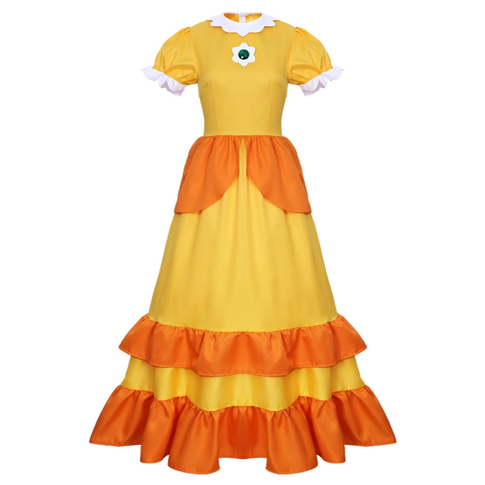 Princess Daisy Dress Super Mario Cosplay Costume for Women & Kids Hallowcos
