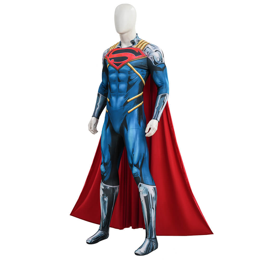 Superboy-Prime Kal El Cosplay Costume Jumpsuit Cloak