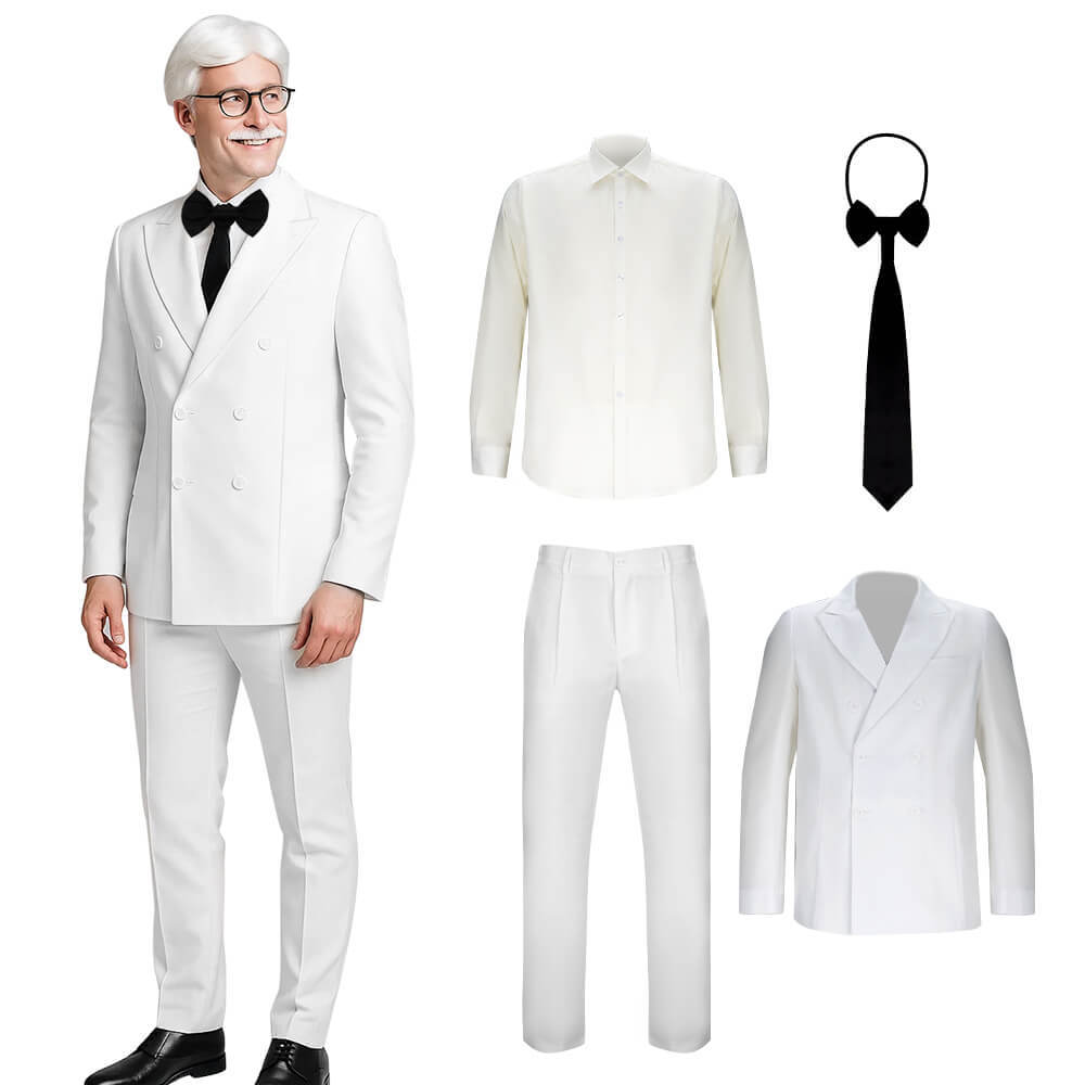 Colonel Sanders White Suit Cosplay Costume