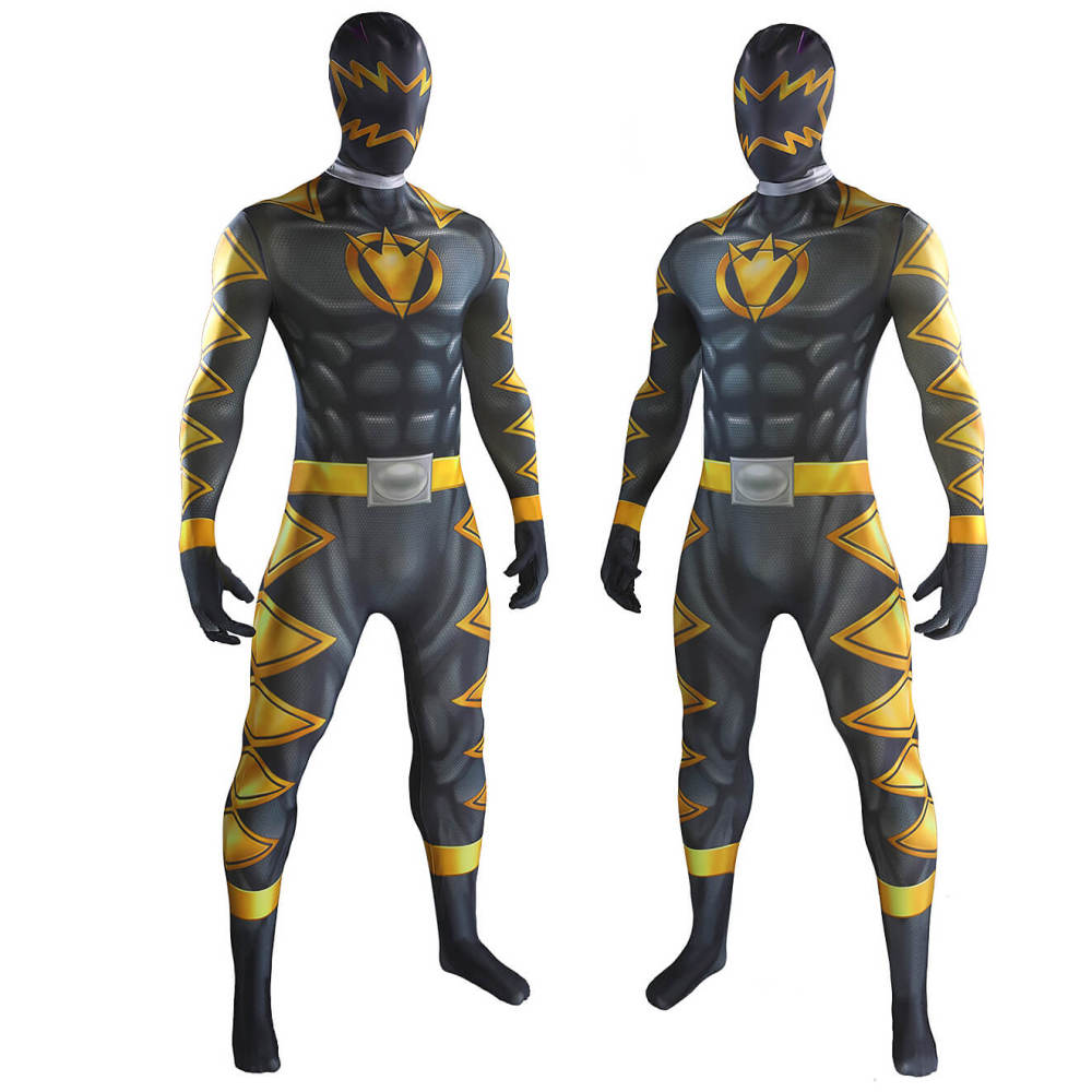 Power Ranger Abaranger Asuka Abare Black Jumpsuit Mask Cosplay Costume
