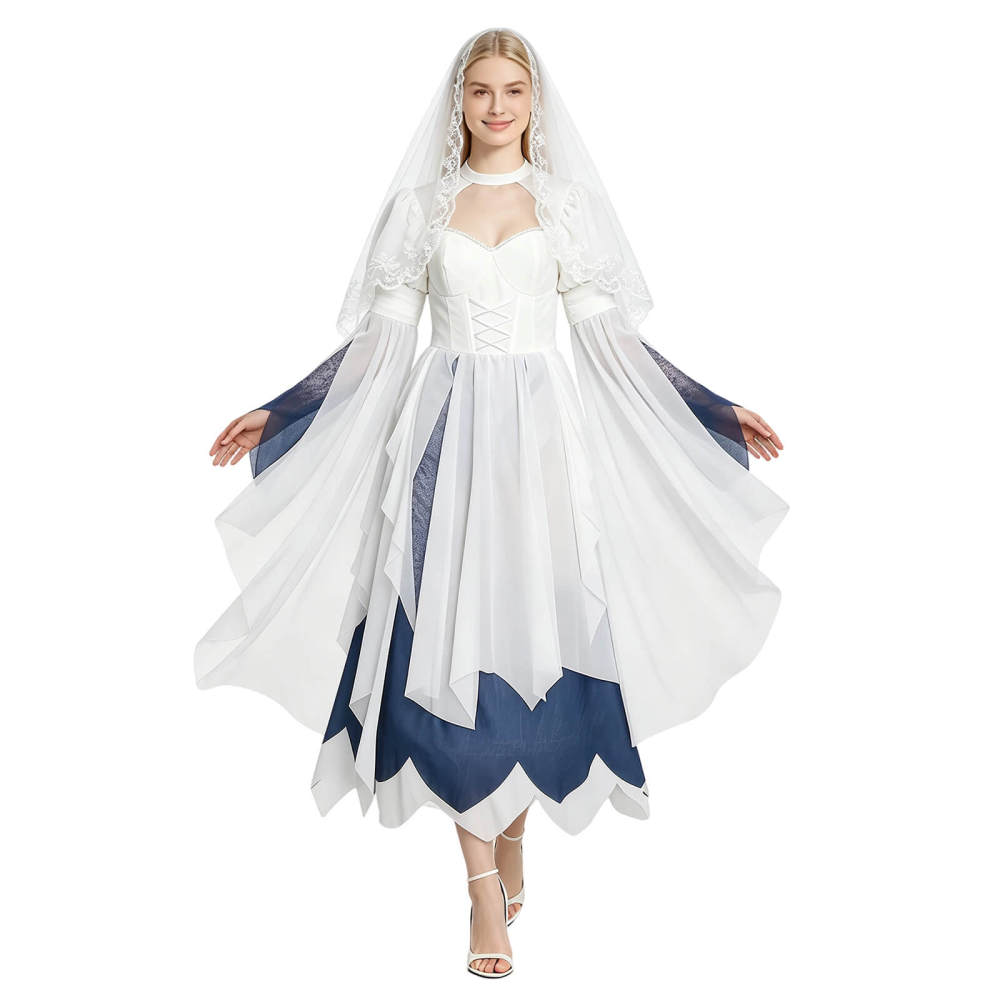 Ghost Bride Dress Cosplay Costume for Halloween