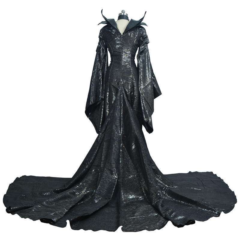 Maleficent Costume Mistress of Evil Black Witch Angelina Jolie Cosplay Dress Hat