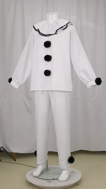 Pierrot Clown Cosplay Costume Halloween Mime Stage Outfits (Ready to Ship)