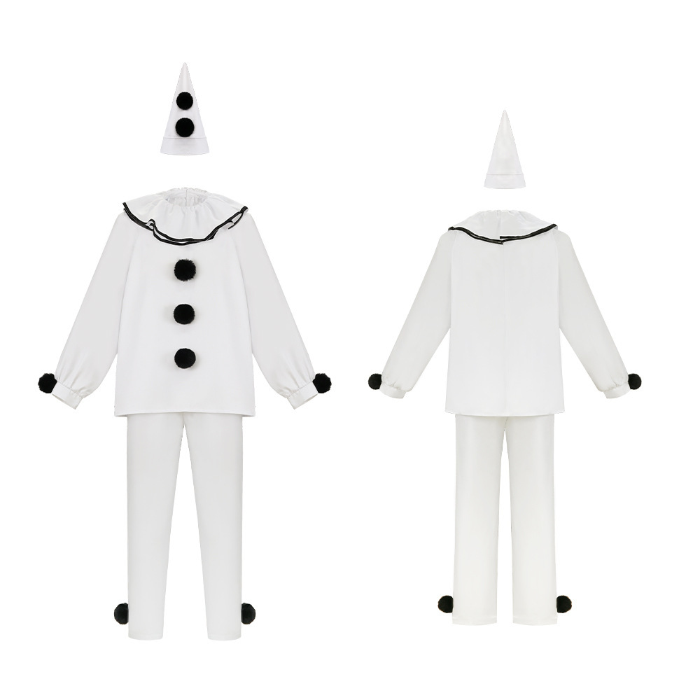 Pierrot Clown Cosplay Costume Halloween Mime Stage Outfits (Ready to Ship)