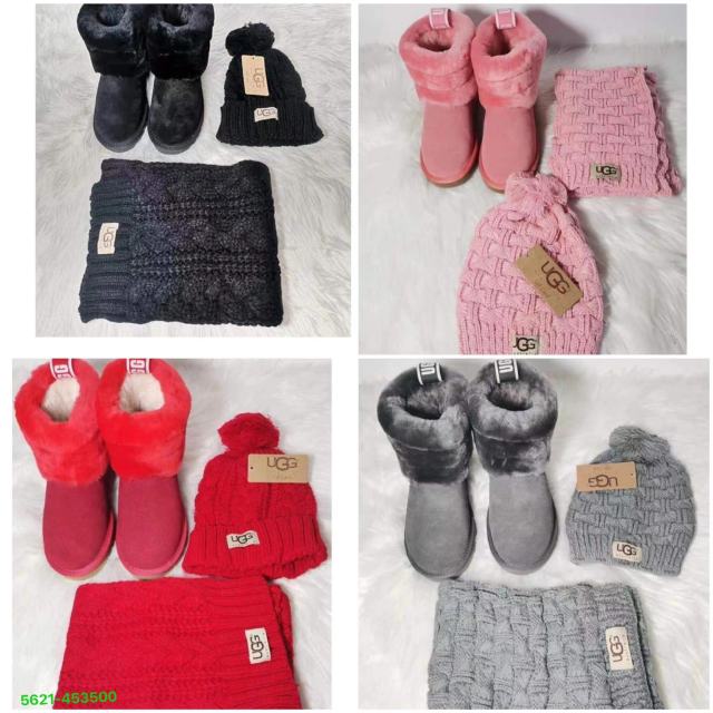 Kid and Adult Boot(21-45)+Scarf+Beanie 3 Pieces Set
