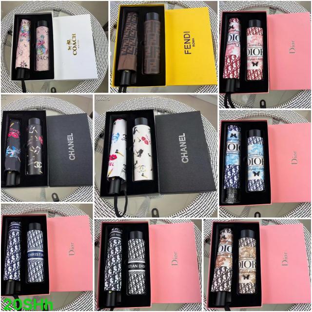 Umbrellas and cups set