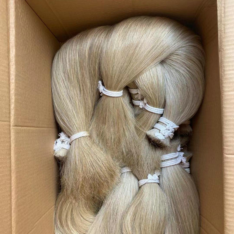 Single horsetail hair pure horsetail original white bleached white color animal mane tail hair mixed pp silk horsetail brush material