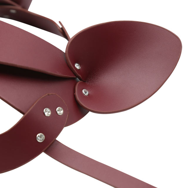 Real Leather Eye Mask with Leather Strap (Red Brown)