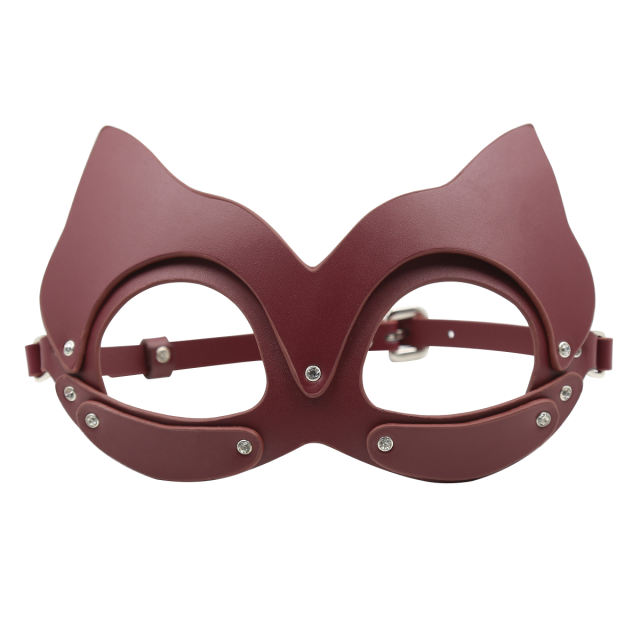 Real Leather Eye Mask with Leather Strap (Red Brown)