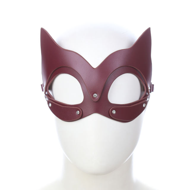 Real Leather Eye Mask with Leather Strap (Red Brown)