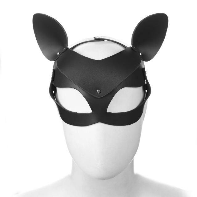 Real Leather Eye Mask with Leather Strap (Black)