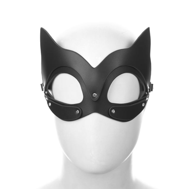 Real Leather Eye Mask with Leather Strap (Black)