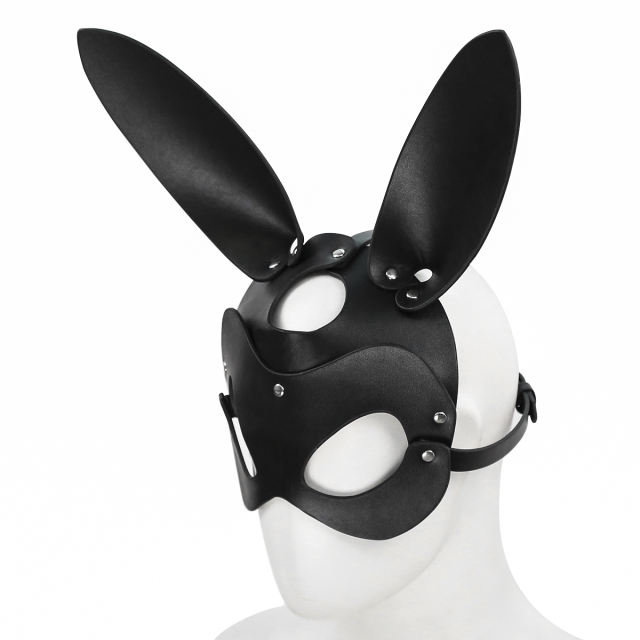 Bunny Eye Mask with PU Strap (Black)
