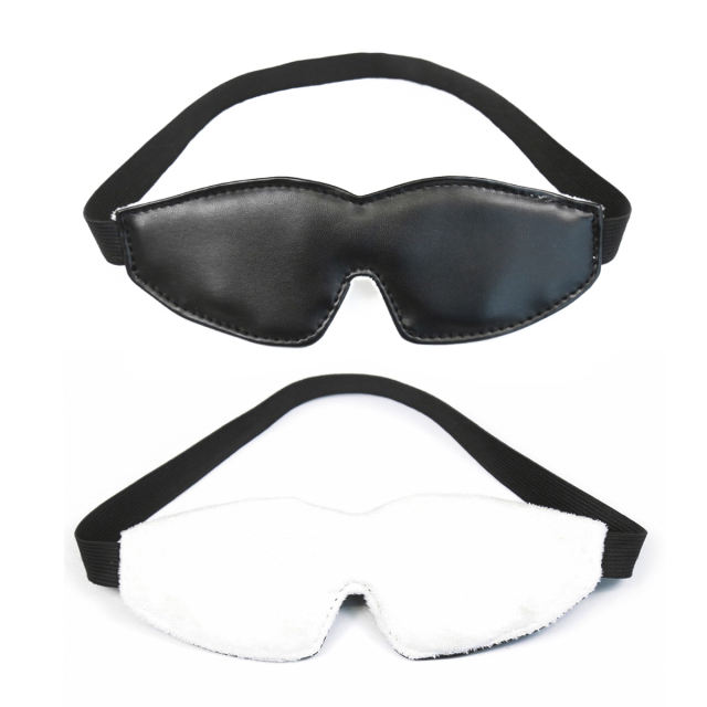 PU Blindfold with Elastic Strap (Black/White)