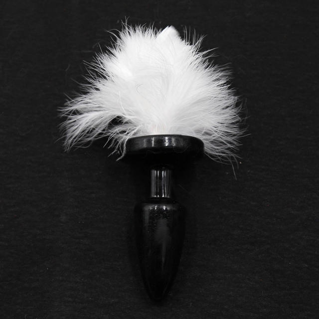 Feather Rabbit Tail With TPR Plug（White）