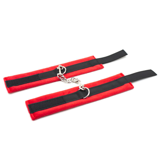 Bondage 9 set(wrist & ankle restraints, paddle, eye mask, whip, collar, feather, 5 M rope & nipple clamps)