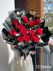 Red Roses with Eucalyptus