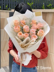 Peach Roses with Misty