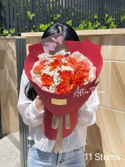 Coffee Break Roses+baby's breath