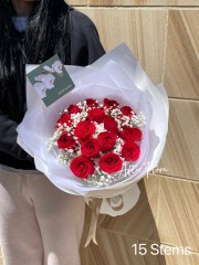 Red Roses+baby's breath