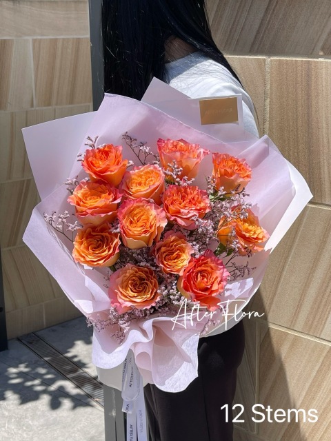 Orange Roses with Misty