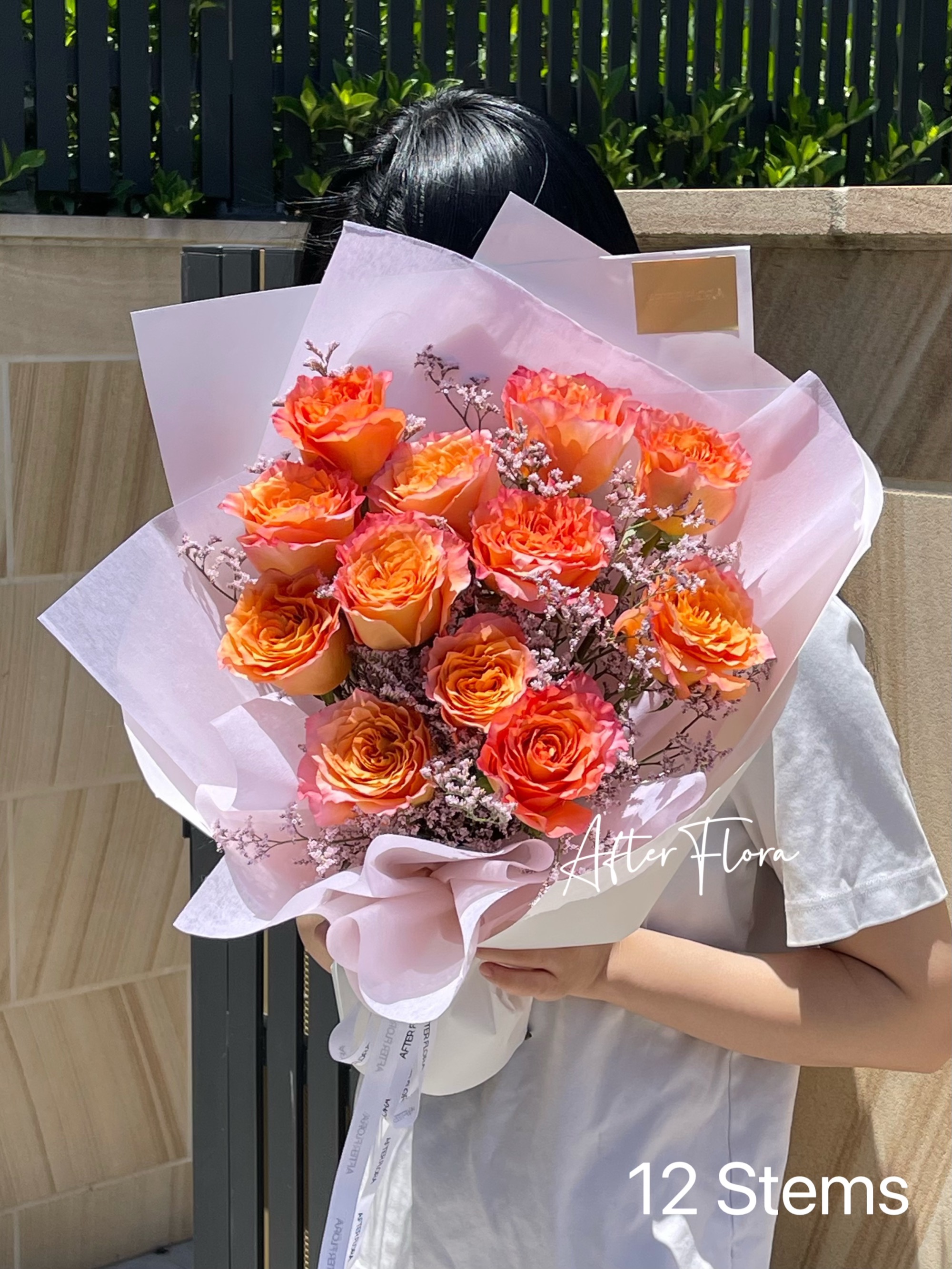 Orange Roses with Misty
