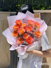 Orange Roses with Misty