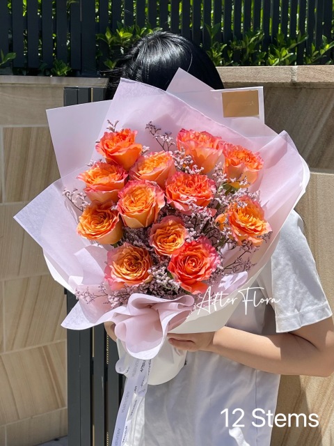 Orange Roses with Misty