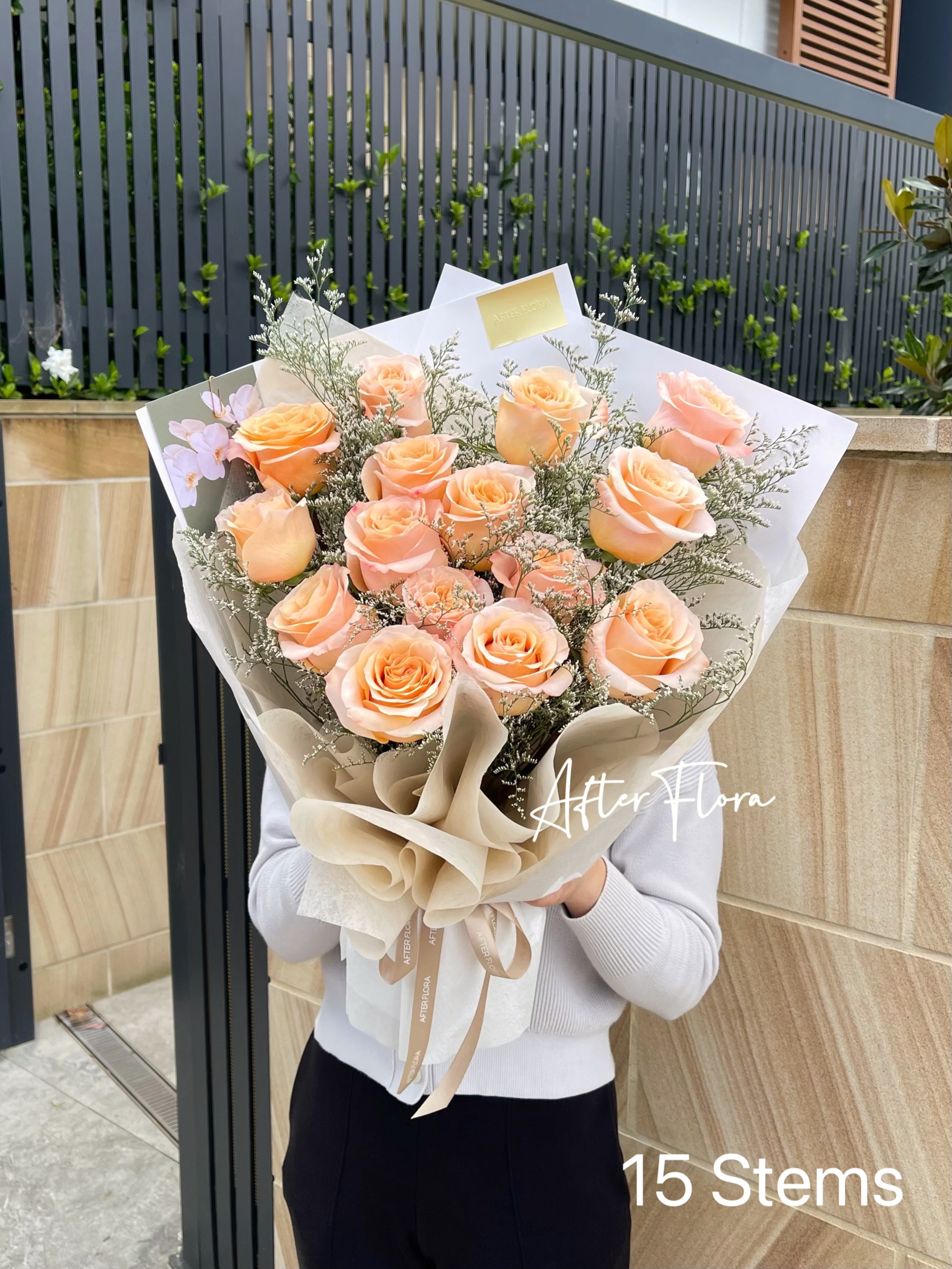 Peach Roses with Misty