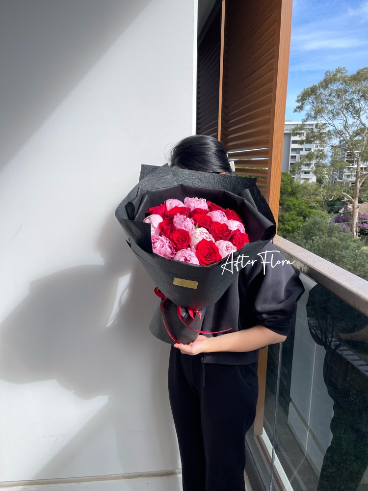 Peony + Red Rose