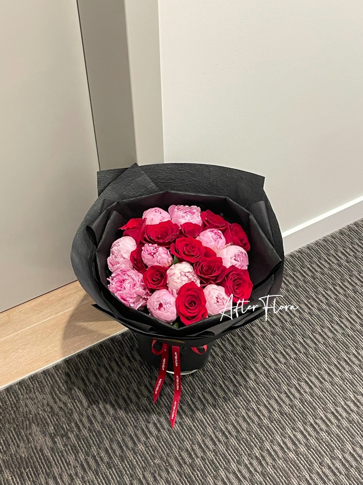 Peony + Red Rose