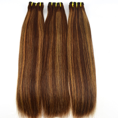 4/27 Color Funmi Straight Light Brown With Highlights Hair Cuticle Aligned Virgin Hairs For Sale