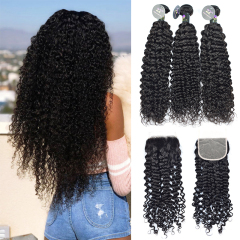 10A Deep Curly Bundles With Closure Frontal Undetectable Invisible Lace