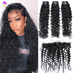RX-B Italian Curly Bundles With Closure Pre-plucked Human Hair