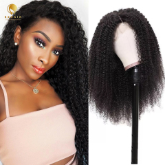 180% Kinky Curly 13x4 Hd Lace Closure Wig Real Human Hair Glueless Wigs Natural Black Color