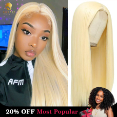180% 613 Straight Lace Frontal handmade Wigs Blonde Glueless