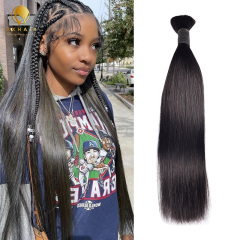 Straight 100% Human Hair Natural Black Bulk Hair For Braiding Bundles No Weft Braiding Hair Extension